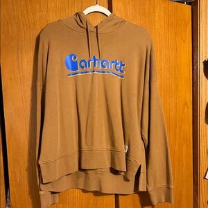 Carhartt Tan Hoodie with Blue Accents